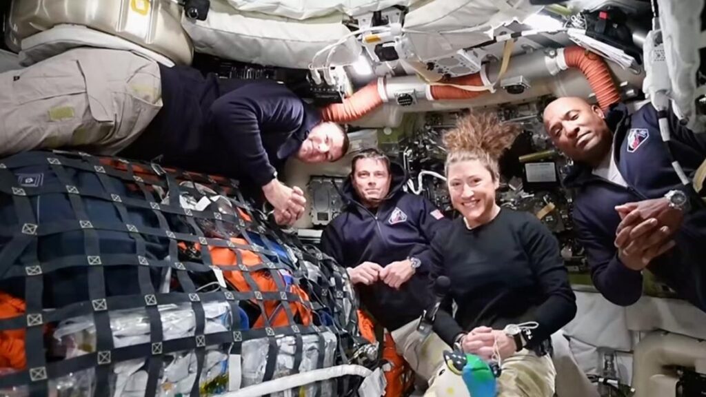 Concept art of the Artemis II spacecraft embarking on its lunar mission