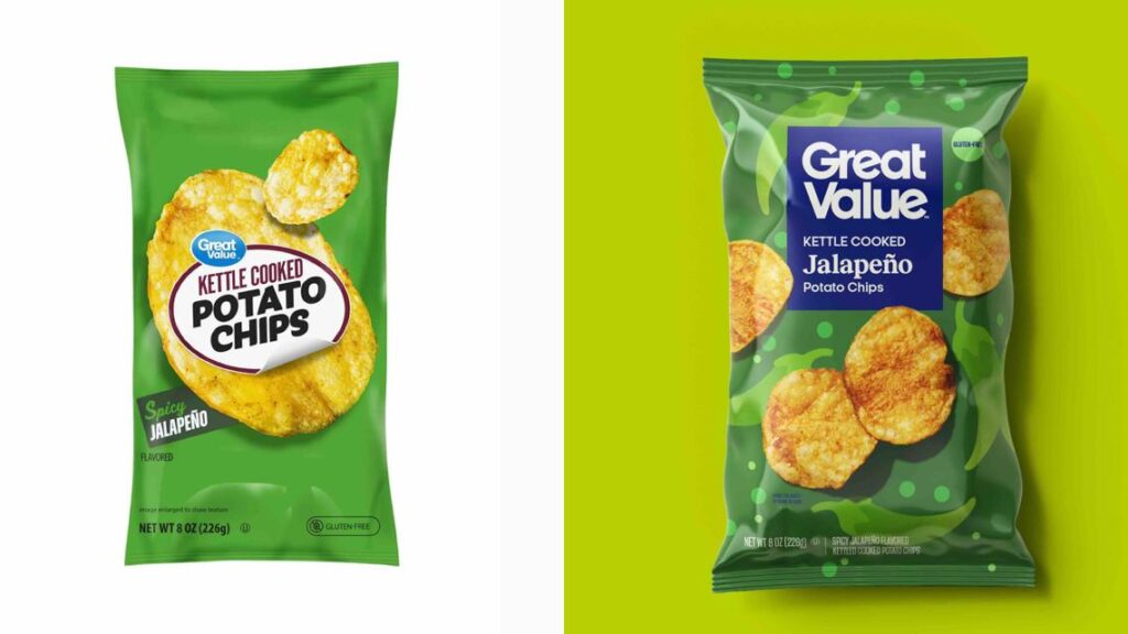 Updated packaging design for Great Value lasagna