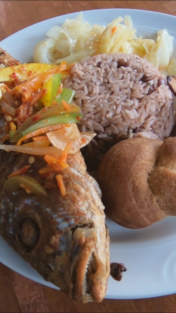 A delicious serving of authentic Jamaican dishes like jerk chicken and oxtail
