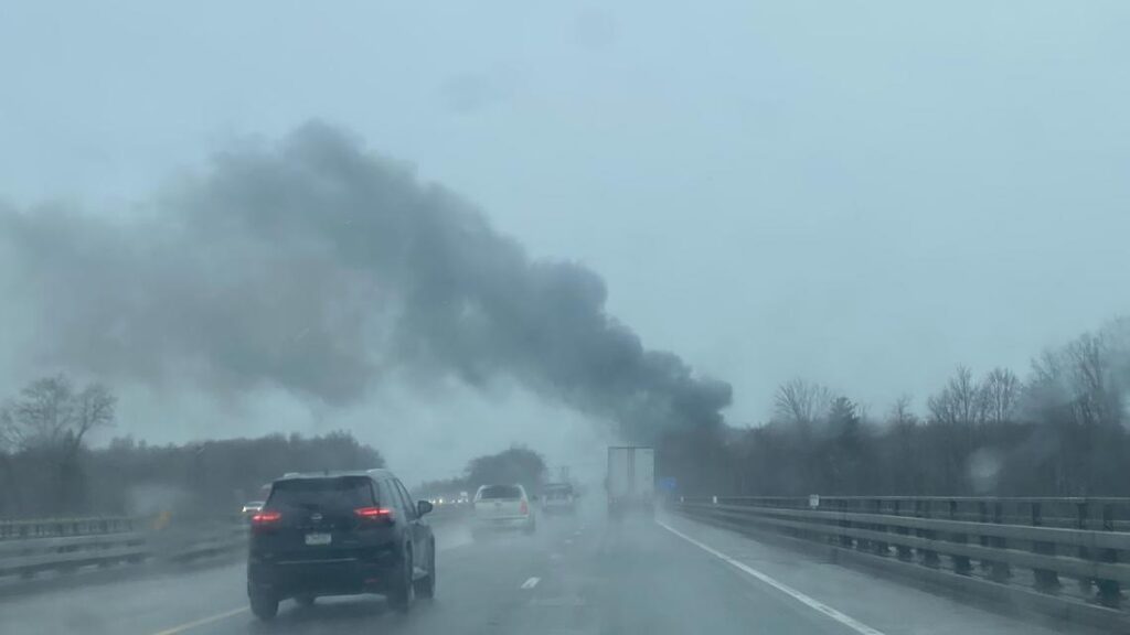 Thick smoke rises from a commercial fire in Eden near Southwestern Boulevard
